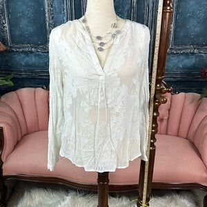 Small white floral burnout blouse